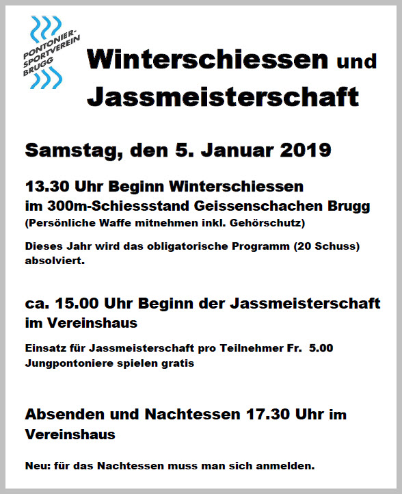 Einladung Winterschiessen